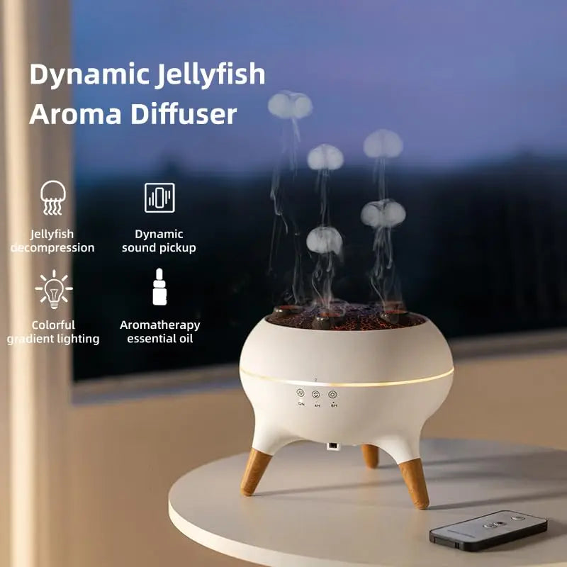 Dynamic Jellyfish Air Humidifier – 250ml LED Essential Oil Diffuser with Remote Control