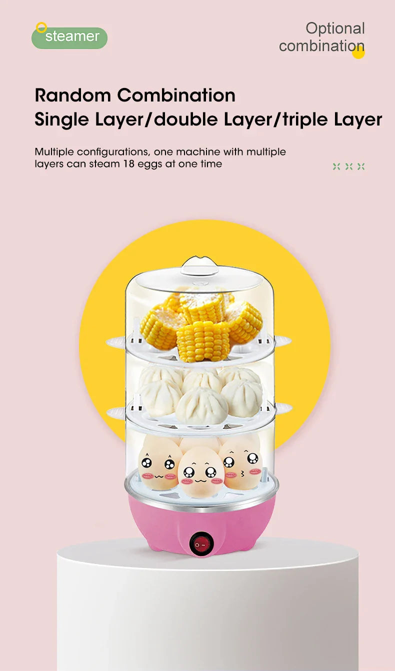 Egg Cooker Automatic Power Off Home 7 Eggs Multi-Functional Steamed Egg Custard Boiled Egg Machine Breakfast Artifact